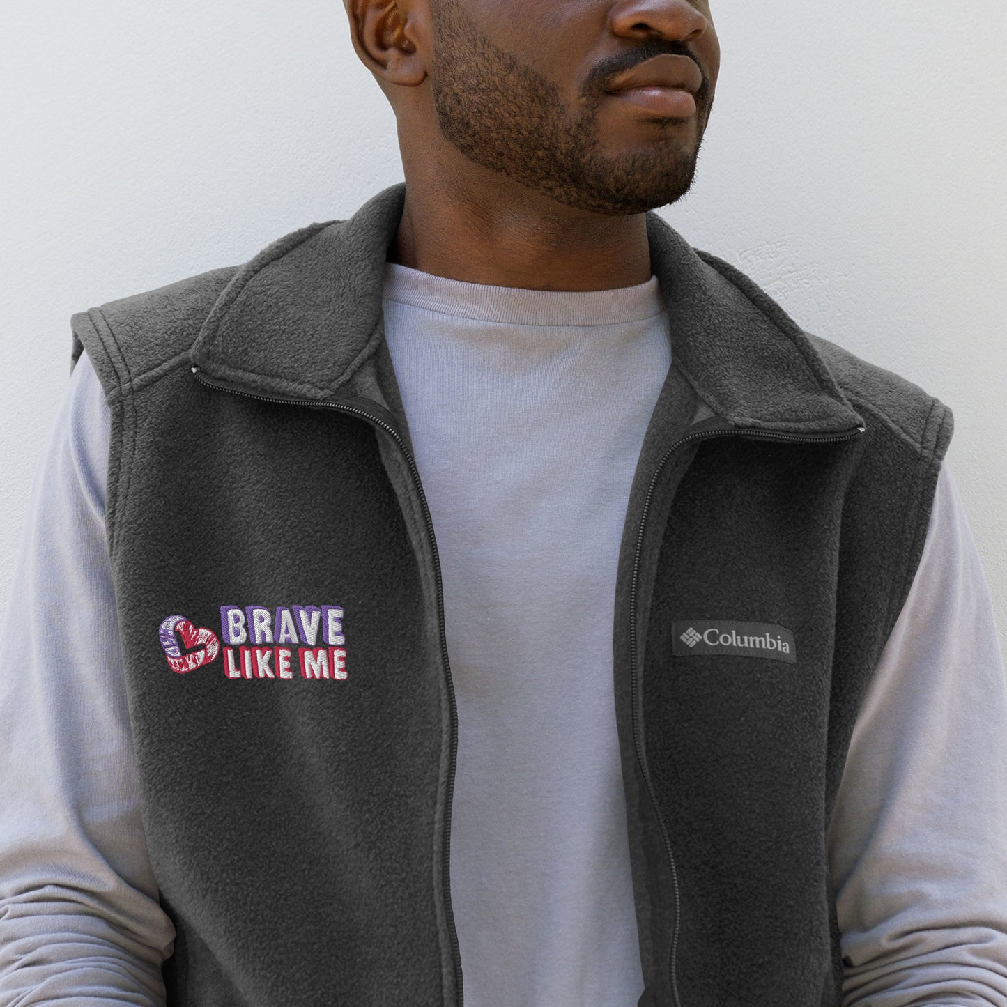 Brave Like Me Embroidered Columbia Fleece Vest (Men's)
