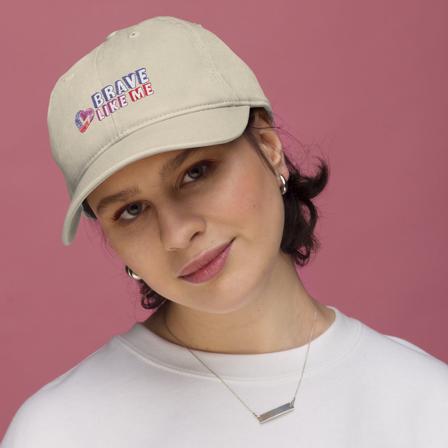 Brave Like Me Embroidered Organic Cotton Hat (Unisex)