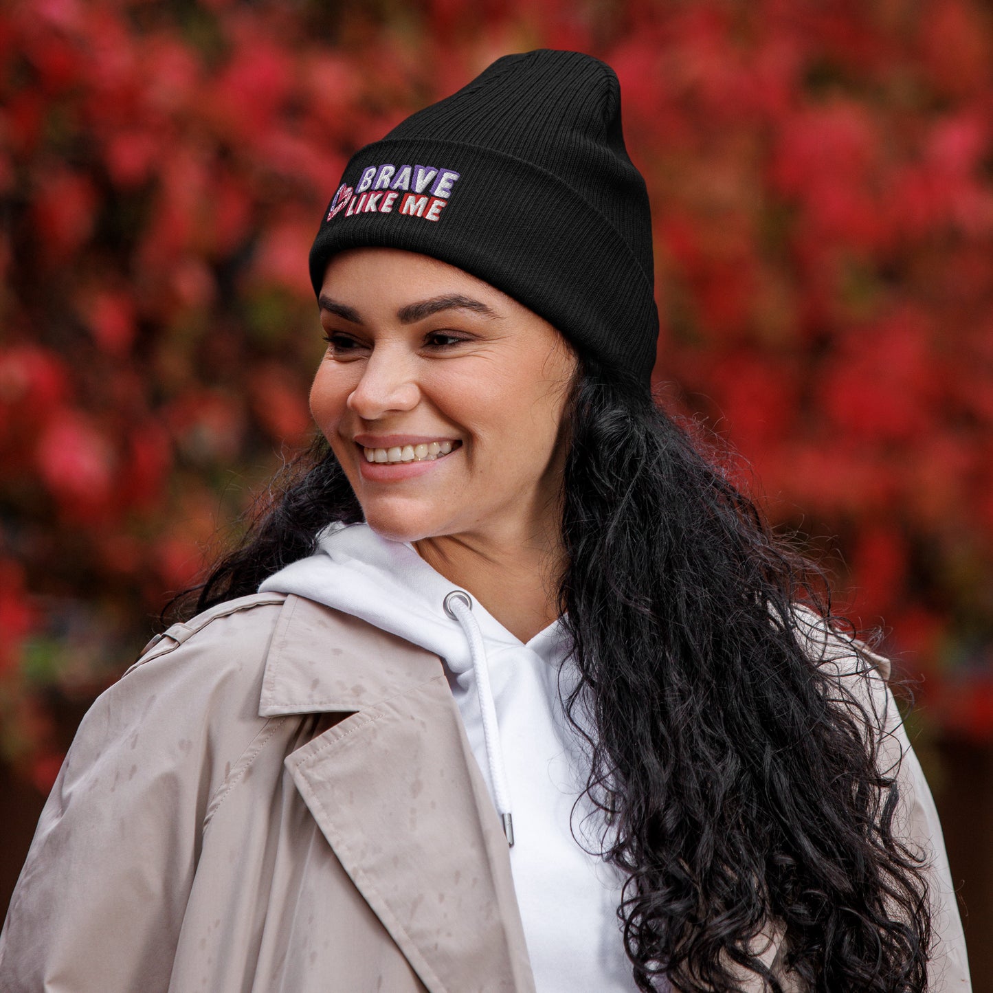 Brave Like Me Embroidered Organic Ribbed Beanie (Unisex)