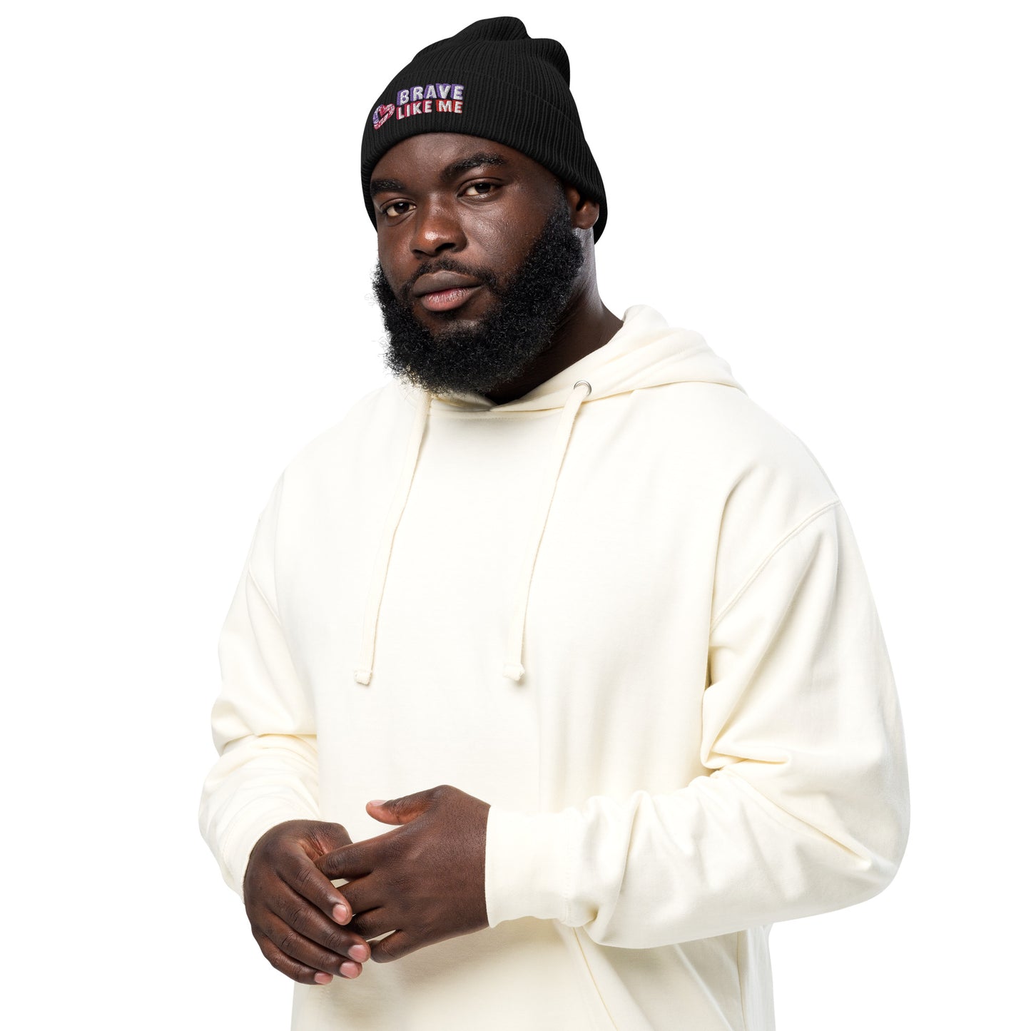 Brave Like Me Embroidered Organic Ribbed Beanie (Unisex)