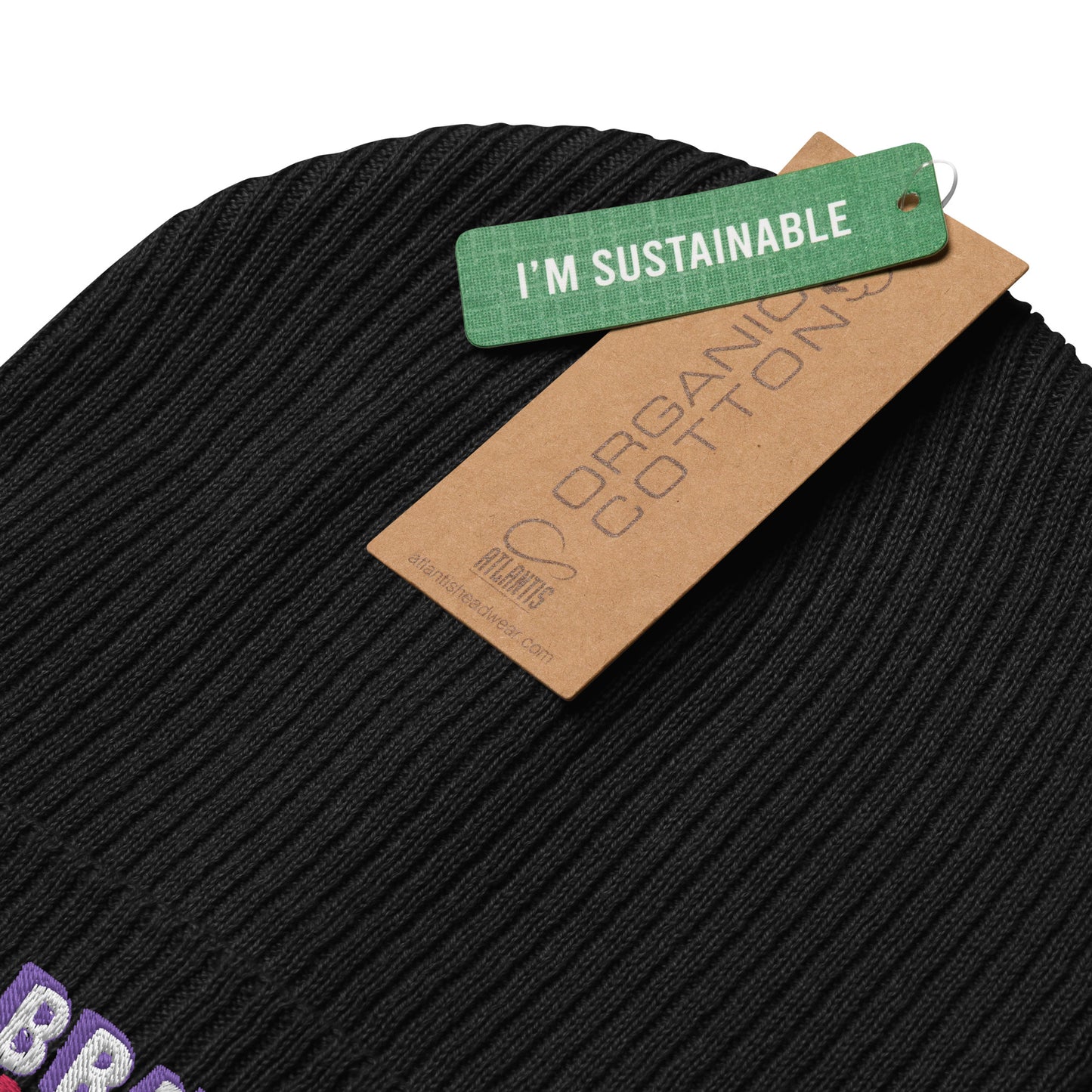Brave Like Me Embroidered Organic Ribbed Beanie (Unisex)