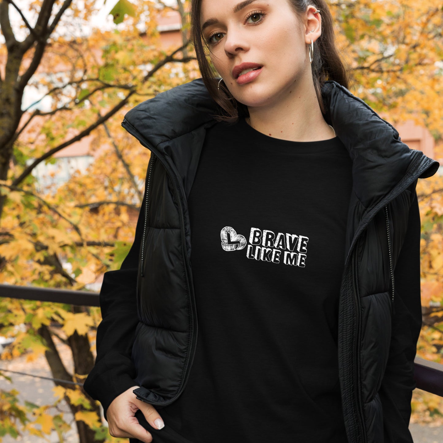 Brave Like Me Long Sleeve Tee (White Logo, Unisex)
