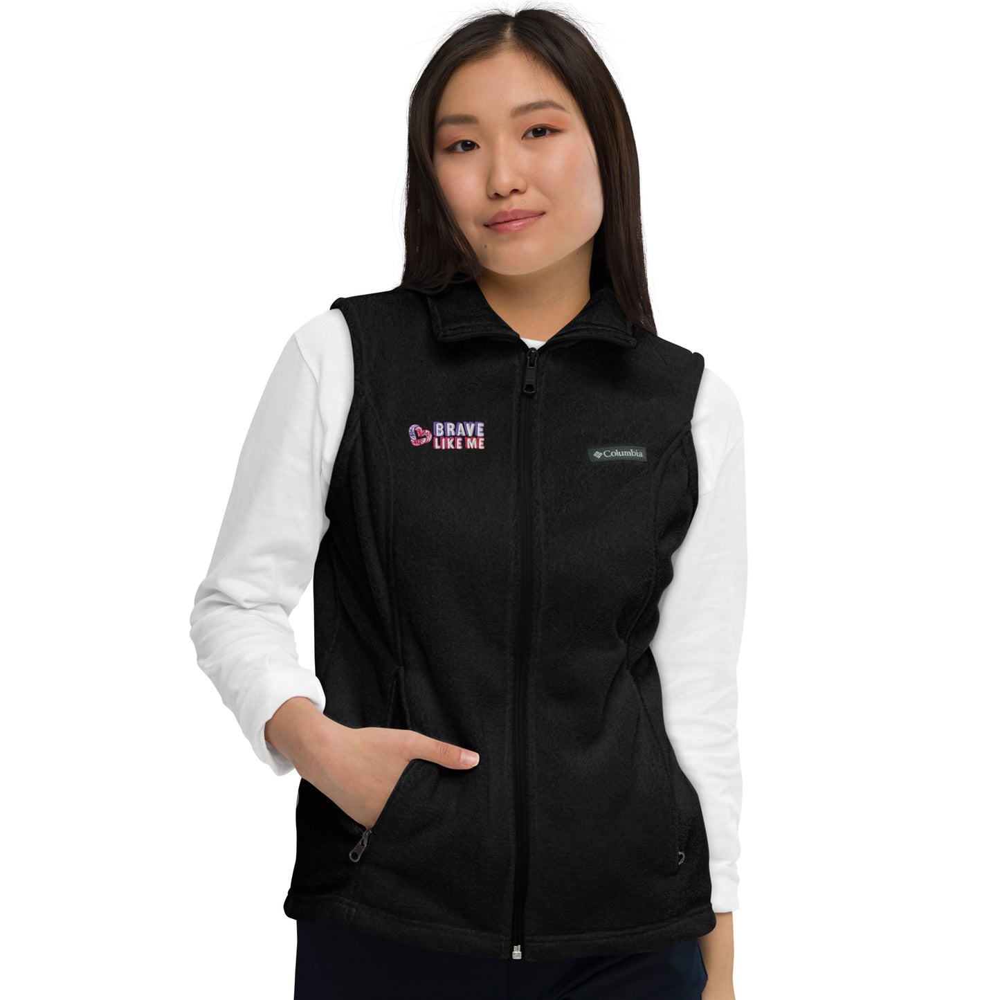 Brave Like Me Embroidered Columbia's Fleece Vest (Women's)