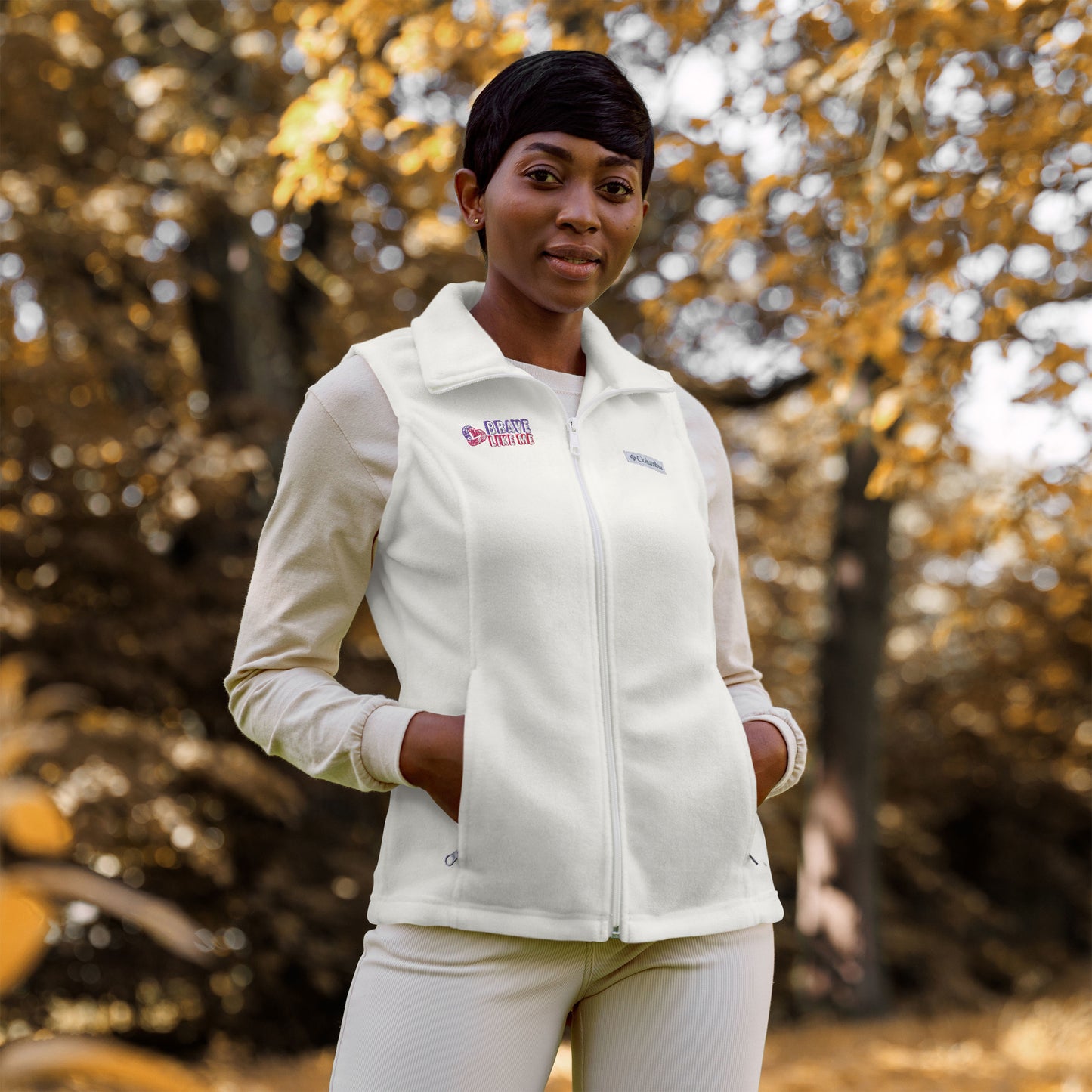Brave Like Me Embroidered Columbia's Fleece Vest (Women's)