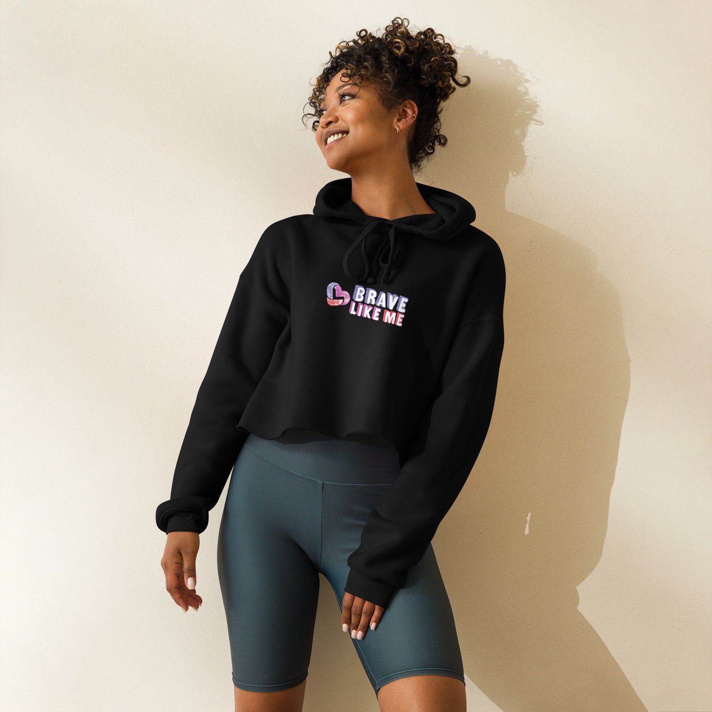 Brave Like Me Crop Hoodie (Color Logo)
