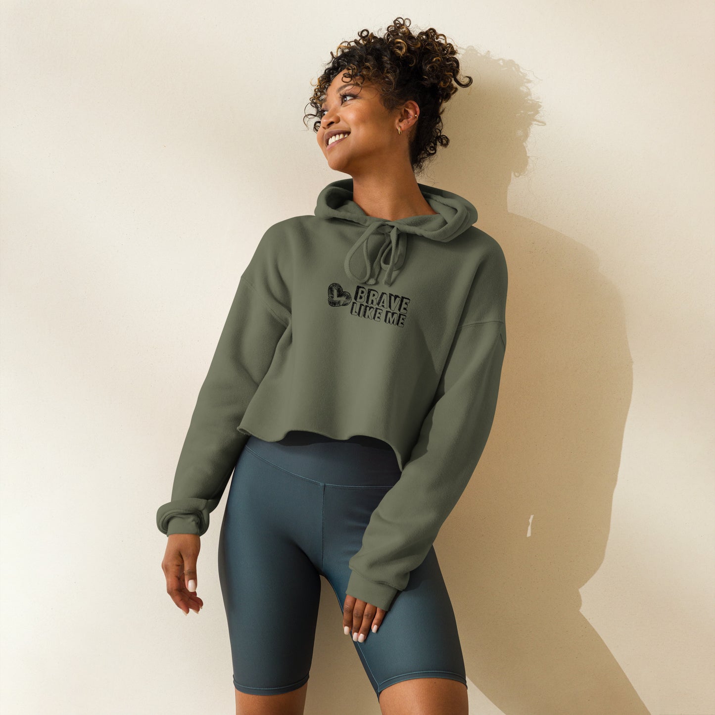 Brave Like Me Crop Hoodie (Black Logo)