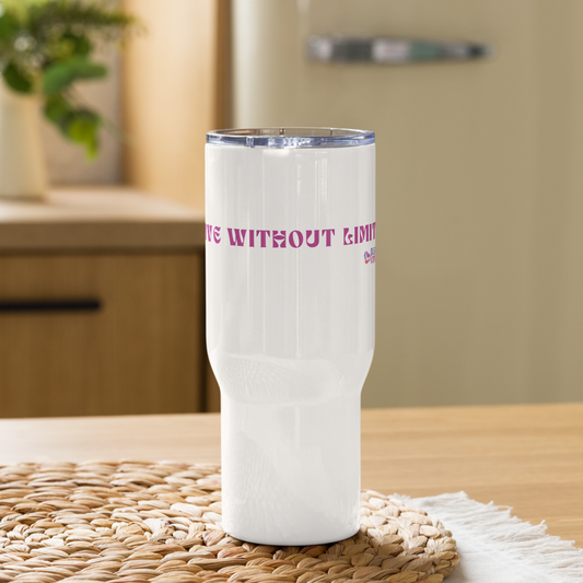 Live Without Limits Travel Mug with Handle (Pink Design)