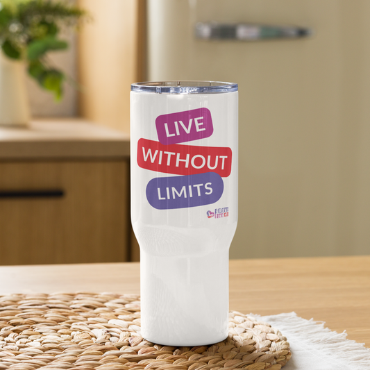 Live Without Limits Travel Mug with Handle (Block Design)